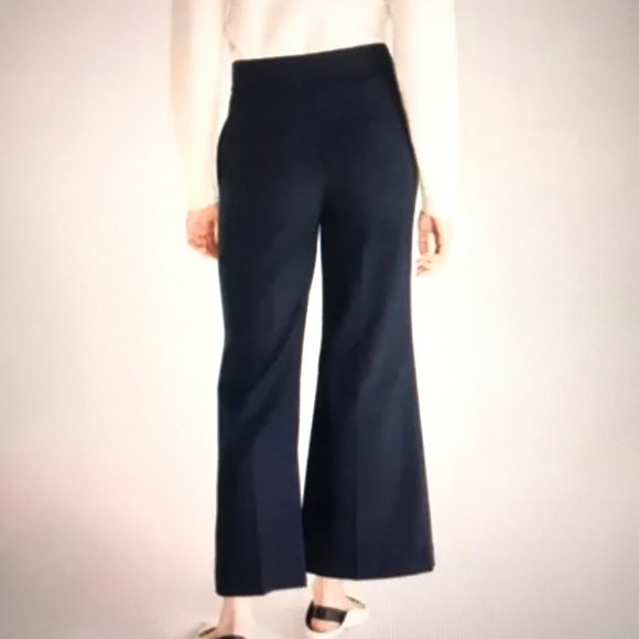 REBECCA TAYLOR Chino Wide Leg Pants Flare Cropped Cotton Blue Women’s Size 8 - Picture 2 of 16